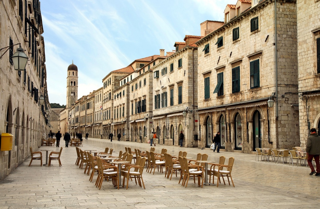 'Strada of Dubrovnik. The Strada is the main shopping street and gathering area in the city of Dubrovnik in Croatia.  Main street by early morning.' - Dubrownik